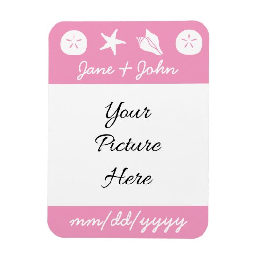 Summer Seashells in Petal Pink Erinnerung Magnet (Vertikal)