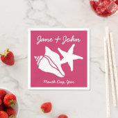 Summer Seashells in Raspberry Napkins Serviette (Beispiel)