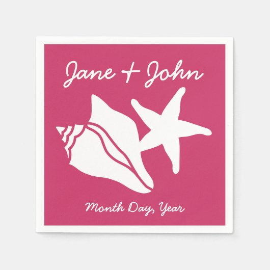 Summer Seashells in Raspberry Napkins Serviette (Vorderseite)