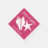 Summer Seashells in Raspberry Napkins Serviette (Ecke)