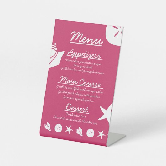Summer Seashells in Raspberry Pedestal Sign Sockelschild (Vorderseite)