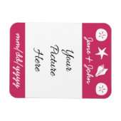 Summer Seashells in Raspberry Rett-the-Date Magnet (Horizontal)