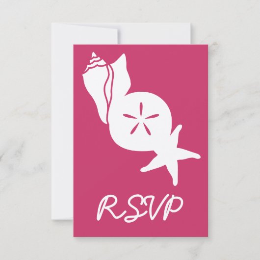 Summer Seashells in Raspberry RSVP Card Karte (Vorderseite)