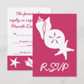 Summer Seashells in Raspberry RSVP Card Karte (Vorne/Hinten)