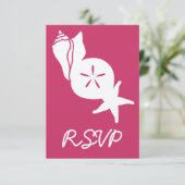 Summer Seashells in Raspberry RSVP Card Karte (Stehend Vorderseite)