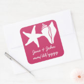 Summer Seashells in Raspberry Sticker (Umschlag)