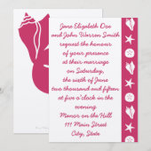 Summer Seashells in Raspberry Wedding Einladung (Vorne/Hinten)