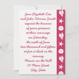 Summer Seashells in Raspberry Wedding Einladung