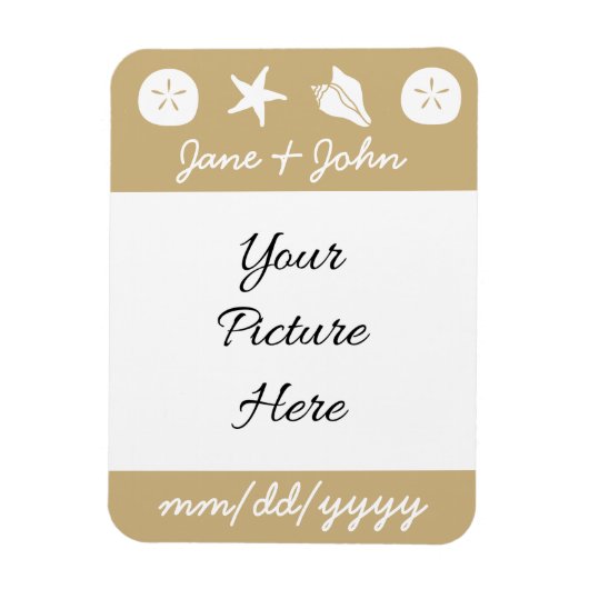 Summer Seashells in Sand Rett-the-Date Magnet (Vertikal)
