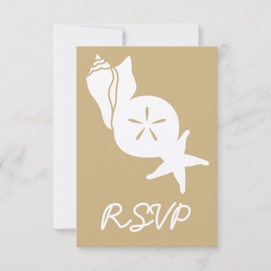 Summer Seashells in Sand RSVP Card Karte (Vorderseite)