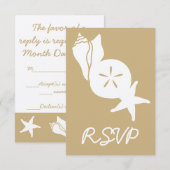 Summer Seashells in Sand RSVP Card Karte (Vorne/Hinten)