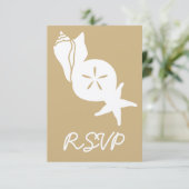Summer Seashells in Sand RSVP Card Karte (Stehend Vorderseite)