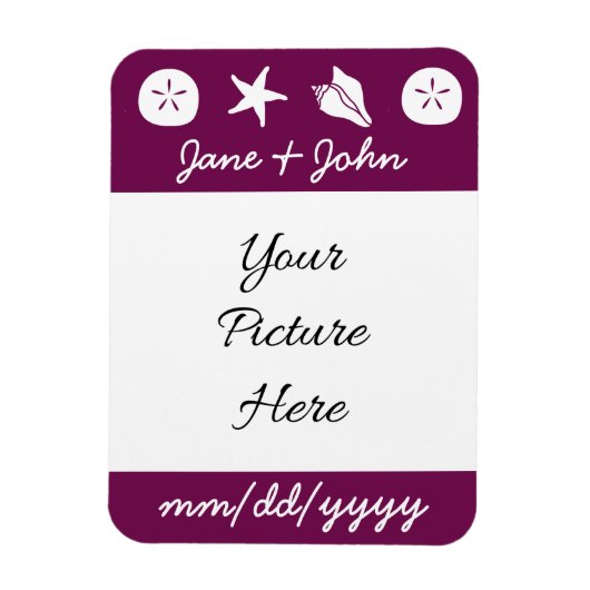 Summer Seashells in Wine Rett-the-Date Magnet (Vertikal)