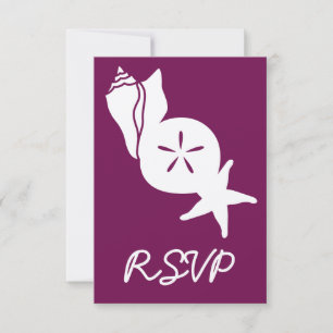 Summer Seashells in Wine RSVP Card Karte