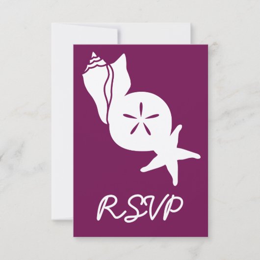 Summer Seashells in Wine RSVP Card Karte (Vorderseite)
