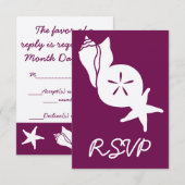 Summer Seashells in Wine RSVP Card Karte (Vorne/Hinten)