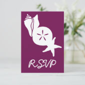 Summer Seashells in Wine RSVP Card Karte (Stehend Vorderseite)