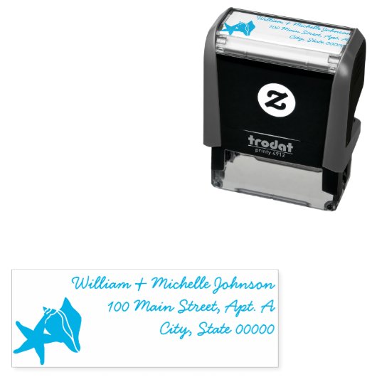 Summer Seashells Self-Inking Address Briefmarke Permastempel (Beispiel)