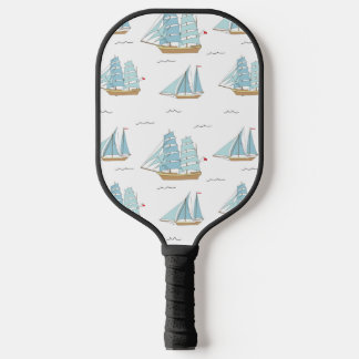 Summer Seatime Cute yachts with sail Pickleball Schläger