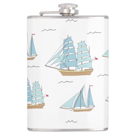 Summer Seatime Niedliche Yachten mit Segel Flachmann (Vorderseite)