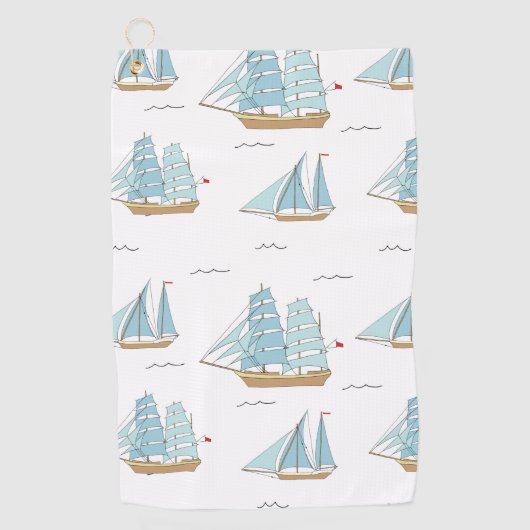 Summer Seatime Niedliche Yachten mit Segel Golfhandtuch (Vorderseite)