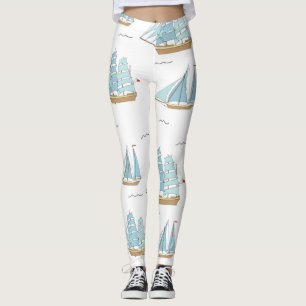 Summer Seatime Niedliche Yachten mit Segel Leggings