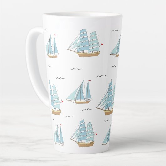 Summer Seatime Niedliche Yachten mit Segel Milchtasse (Linke Ecke)