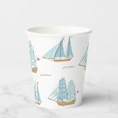Summer Seatime Niedliche Yachten mit Segel Pappbecher (Vorderseite)
