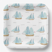 Summer Seatime Niedliche Yachten mit Segel Pappteller (Vorderseite)