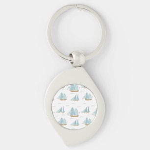 Summer Seatime Niedliche Yachten mit Segel Schlüsselanhänger