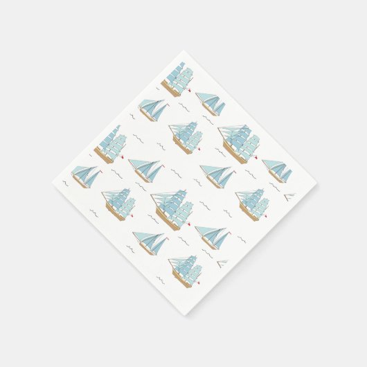 Summer Seatime Niedliche Yachten mit Segel Serviette (Ecke)