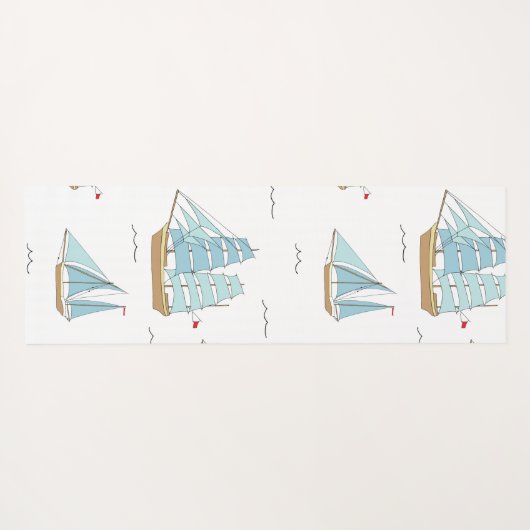 Summer Seatime Niedliche Yachten mit Segel Yogamatte (Rückseite (Horizontal))