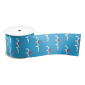 Summer Shark Fins Muster Doodle Blue Ribbon Satinband (Spule)