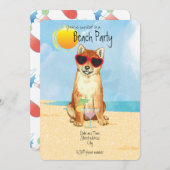 Summer Shiba Inu Beach Party Einladung (Vorne/Hinten)