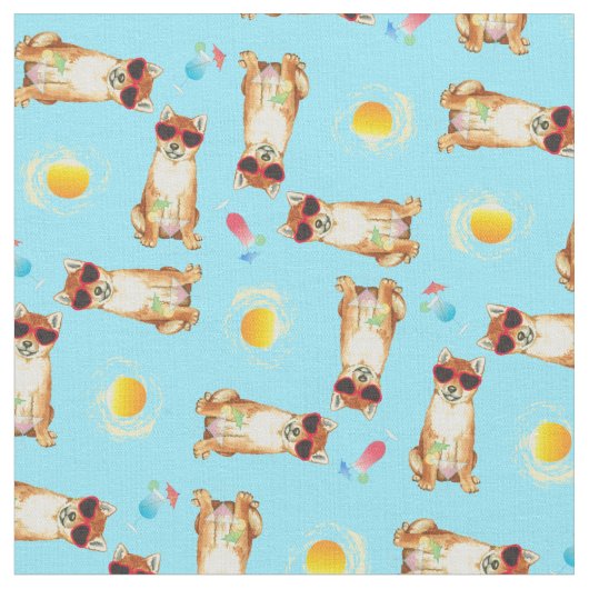 Summer Shiba Inu Stoff (Nahaufnahme)