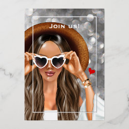 Summer Silver Imitate Bokeh Junggeselinnen-Abschie Folieneinladung