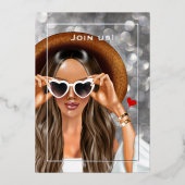 Summer Silver Imitate Bokeh Junggeselinnen-Abschie Folieneinladung (Vorderseite)