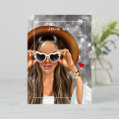 Summer Silver Imitate Bokeh Junggeselinnen-Abschie Folieneinladung (Stehend vorne)