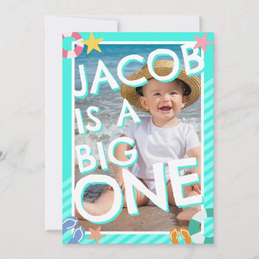 Summer Sky Blue Boys 1. Geburtstag Einladung (Vorderseite)