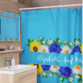 Summer Sky Blue Floral Duschvorhang