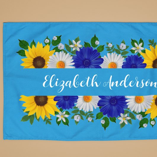 Summer Sky Blue Floral Geschirrtuch
