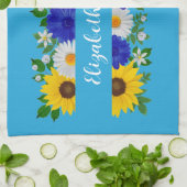 Summer Sky Blue Floral Geschirrtuch (Gefaltet)