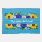 Summer Sky Blue Floral Geschirrtuch (Horizontal)