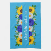 Summer Sky Blue Floral Geschirrtuch (Vertikal)