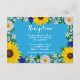 Summer Sky Blue Floral Hochzeitsempfang Begleitkarte