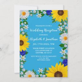 Summer Sky Blue Floral Hochzeitsempfang Einladung