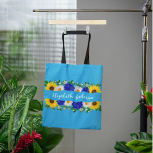 Summer Sky Blue Floral Tasche