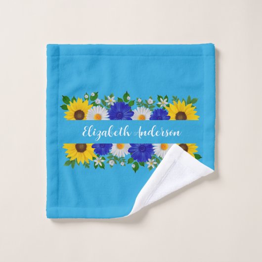 Summer Sky Blue Floral Waschlappen (Waschlappen)