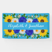 Summer Sky Blue Floral Wedding Banner (Horizontal)