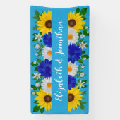Summer Sky Blue Floral Wedding Banner (Vertikal)